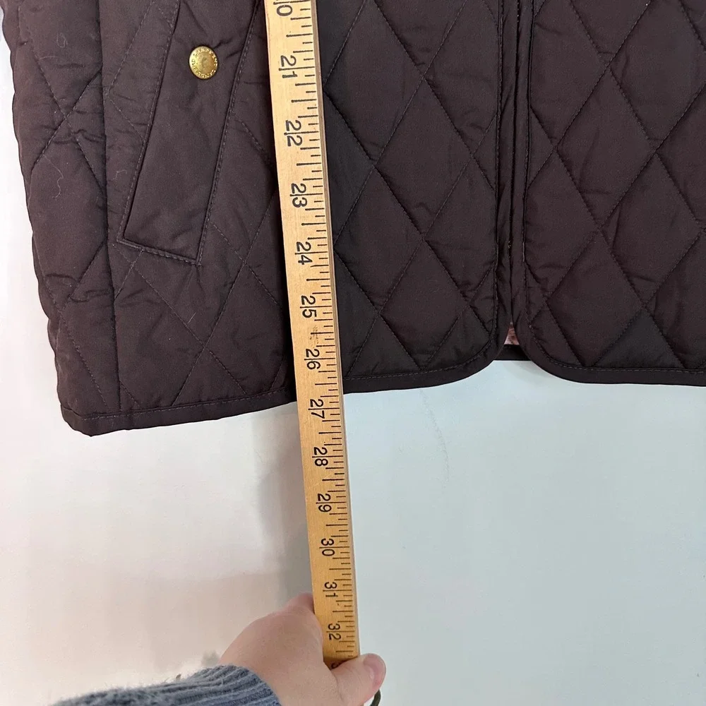 Lands End Black Quilted Barn Jacket Gold Hardware Pink Lining Women's Size Small